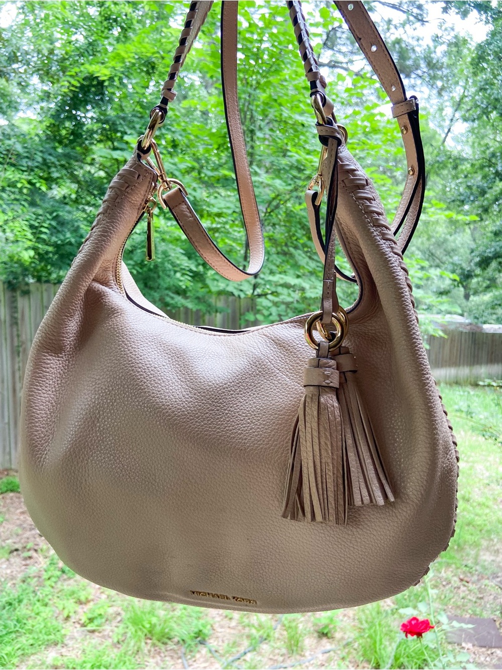 Michael Kors Lauryn Large Hobo Slouchy Bag Pebbled Leather Whipstitch & Tassel - Picture 15 of 15
